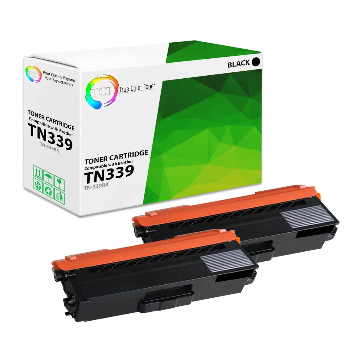 TCT TCT TN-339BK Black Toner Cartridge 2 Pack 6000 Pages — product photo