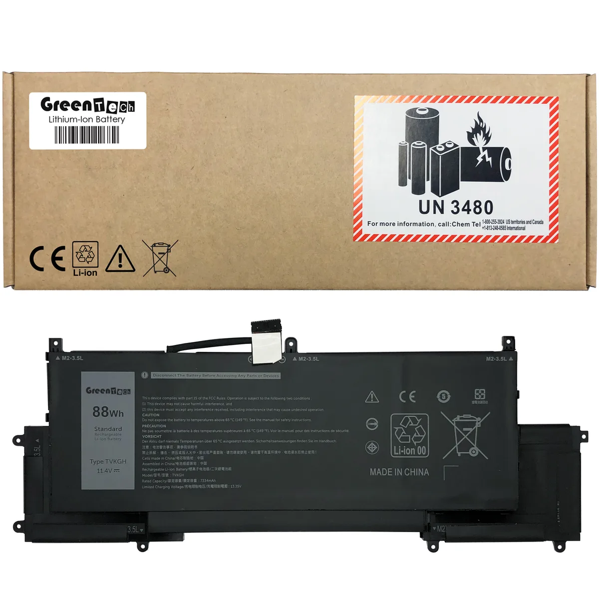 NShi NShi laptop battery for Dell Latitude 9510 2-in-1 88Whr 11.4V 7719mAh — product photo
