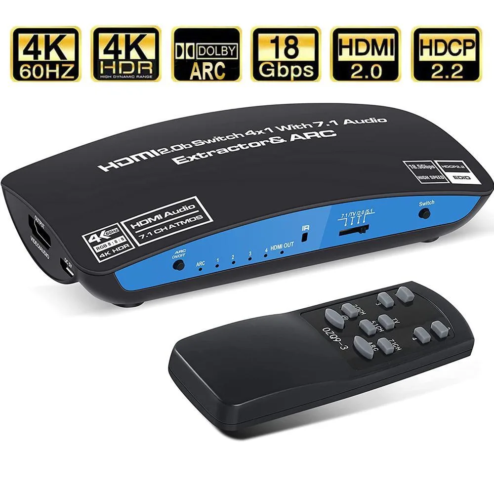 WRIARICH WRIARICH OZQ9-1 4K HDMI Switch 4x1 Audio Extractor — product photo