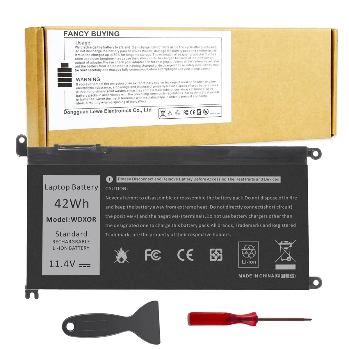  DELL WDXOR 42Wh Laptop Battery 11.4V 4-Cell — product photo