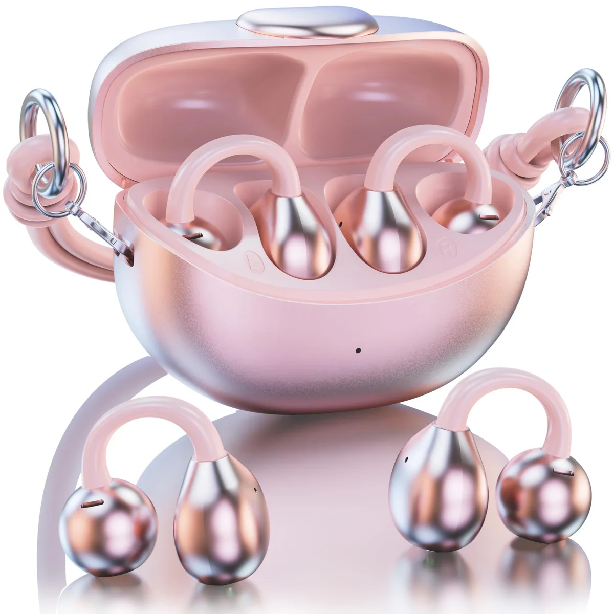 GE M106 Pink Clip-On Open-Ear Headphones Bluetooth 6.0 40H — product photo
