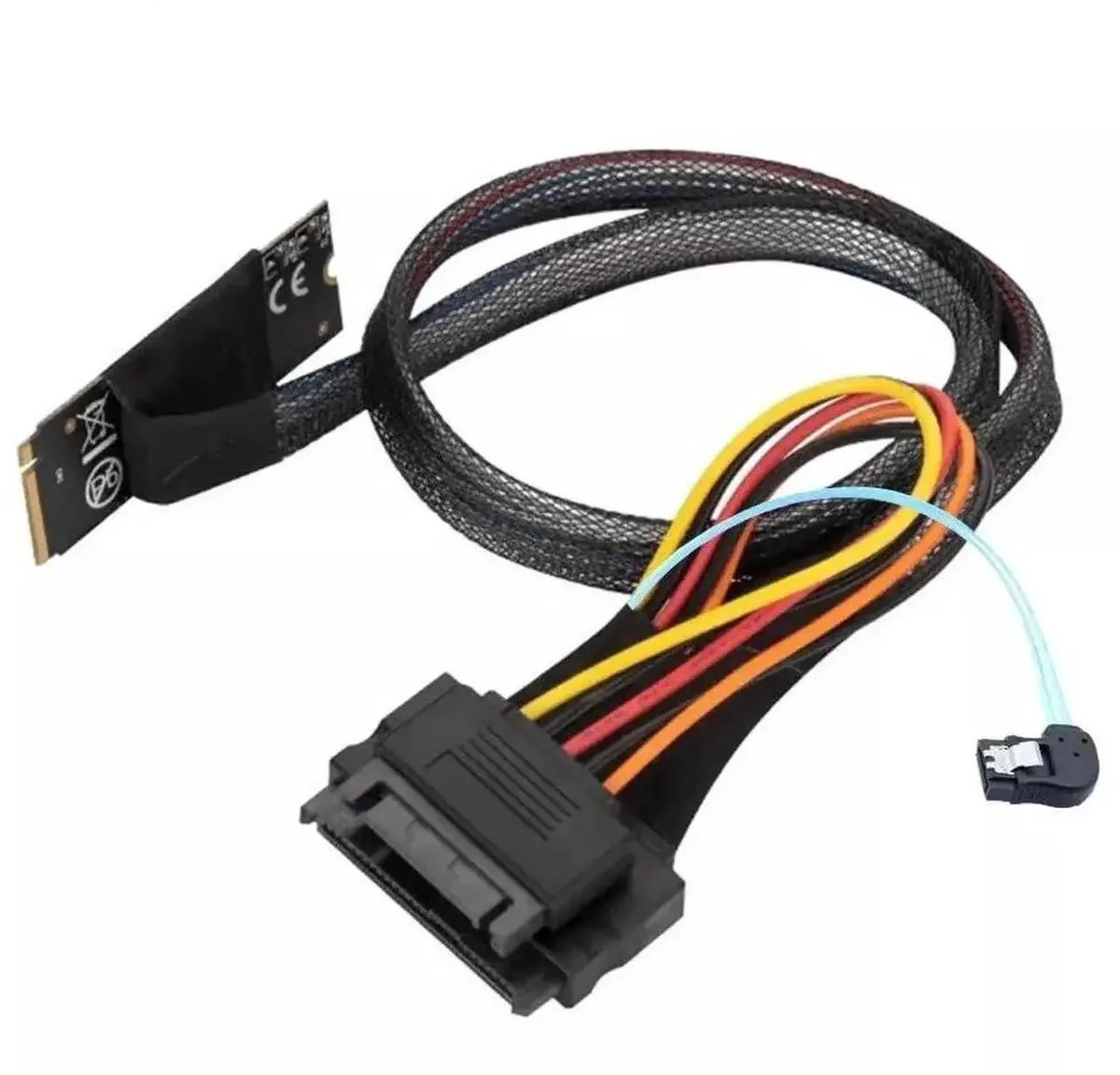 SMUGDESK SMUGDESK M.2 M-Key to U.2 SFF-8639 Adapter Card 100cm Right Angle SATA 15P Power SATA 7P Data Cable — product photo