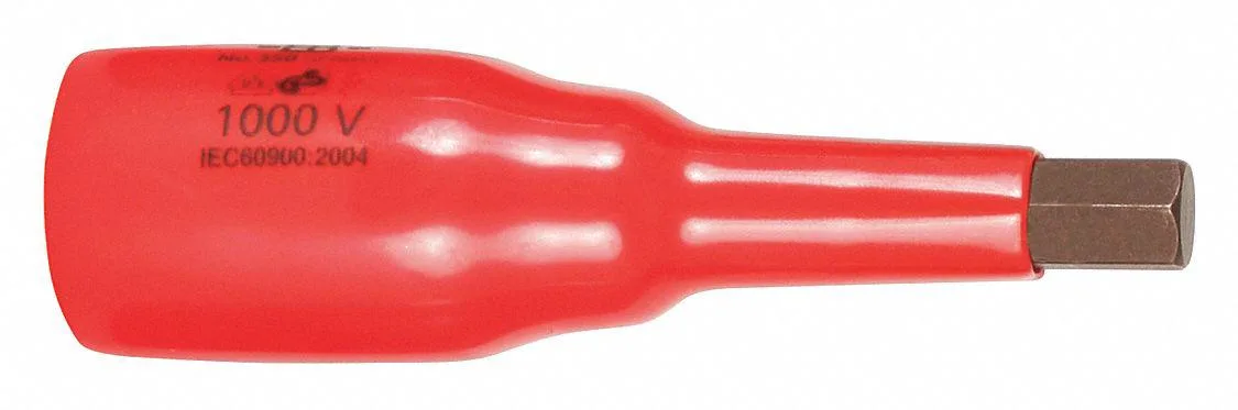 Silver 3/8 inch drive socket bit with 3/16 inch hex tip, chrome vanadium steel finish