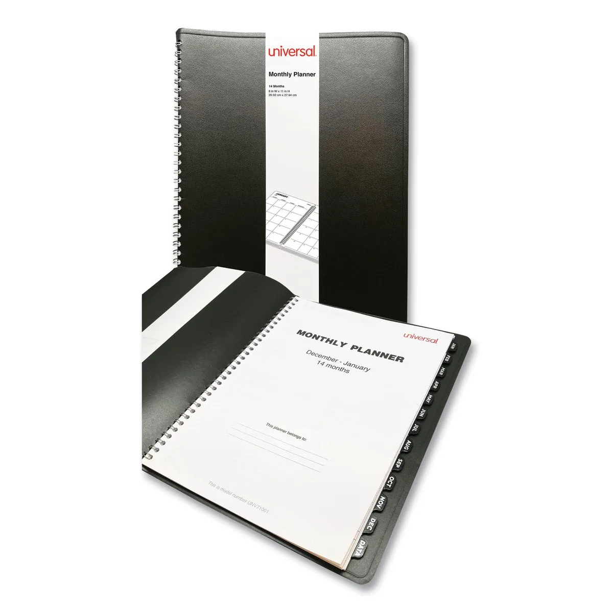 UNIVERSAL OFFICE PRODUCTS UNIVERSAL OFFICE PRODUCTS 71001 Monthly Planner 11 x 8 Black 14-month 2021 — product photo