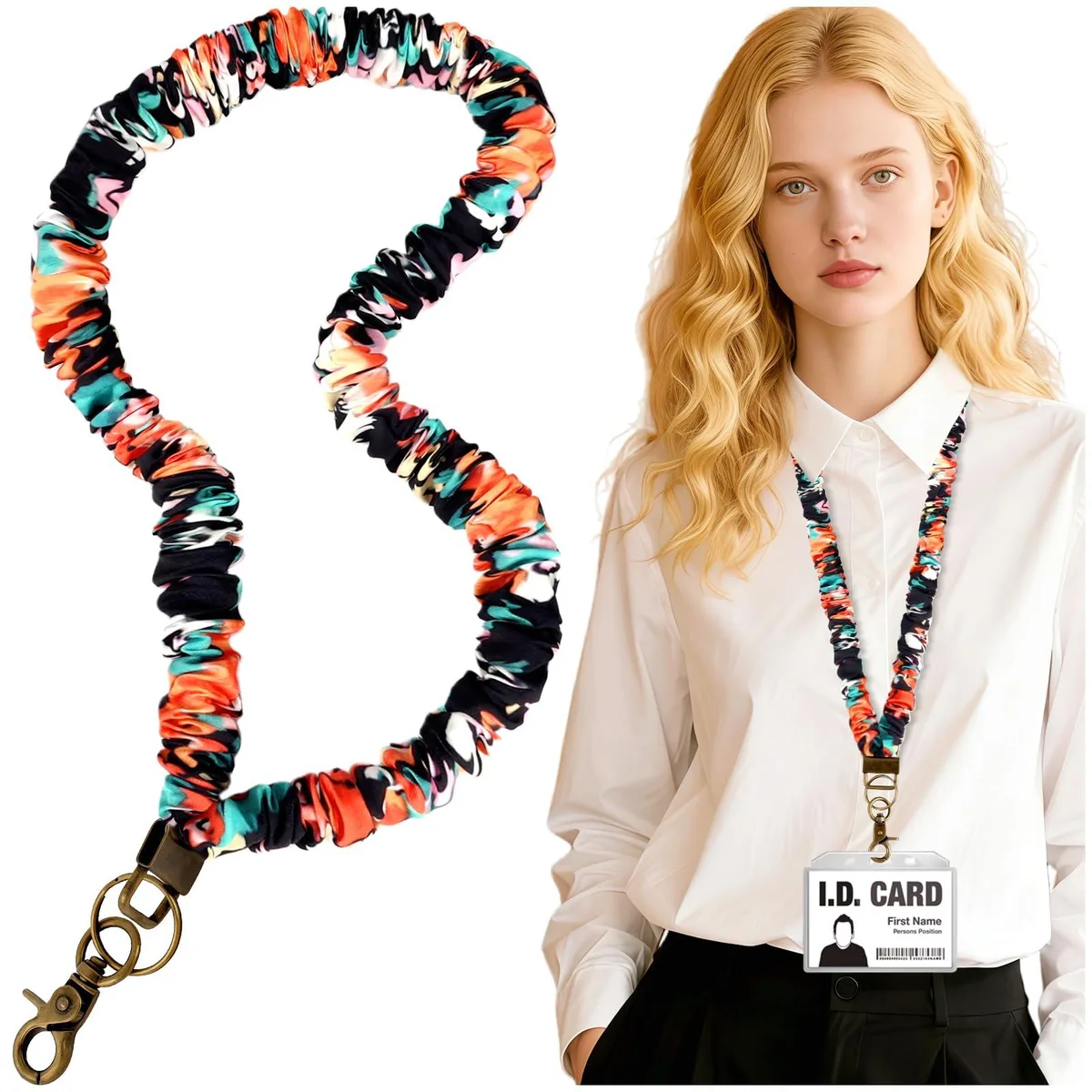  Scrunchie Lanyard Floral 17" Polyester Neckwear — product photo