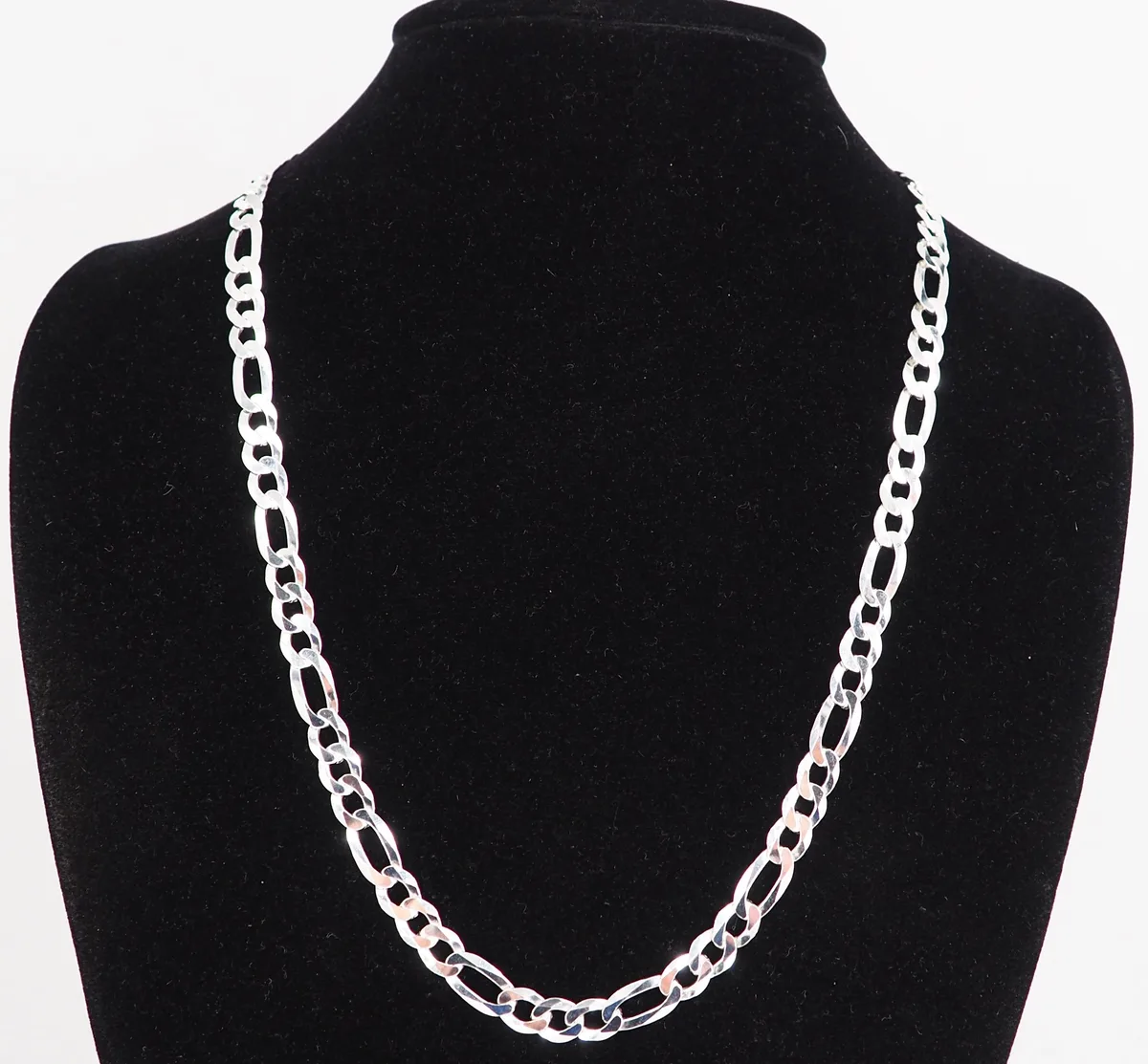 MST MST 925 Sterling Silver Figaro Chain Necklace 7.8 mm 24 Inch 31 g Flat Polish Italy FIG180-24 — product photo