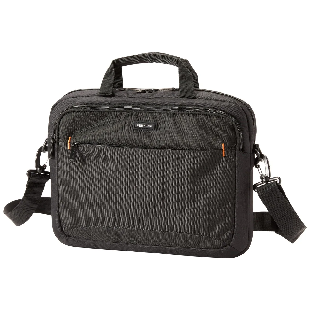 Olive canvas laptop case with black accents, grab handles and shoulder strap