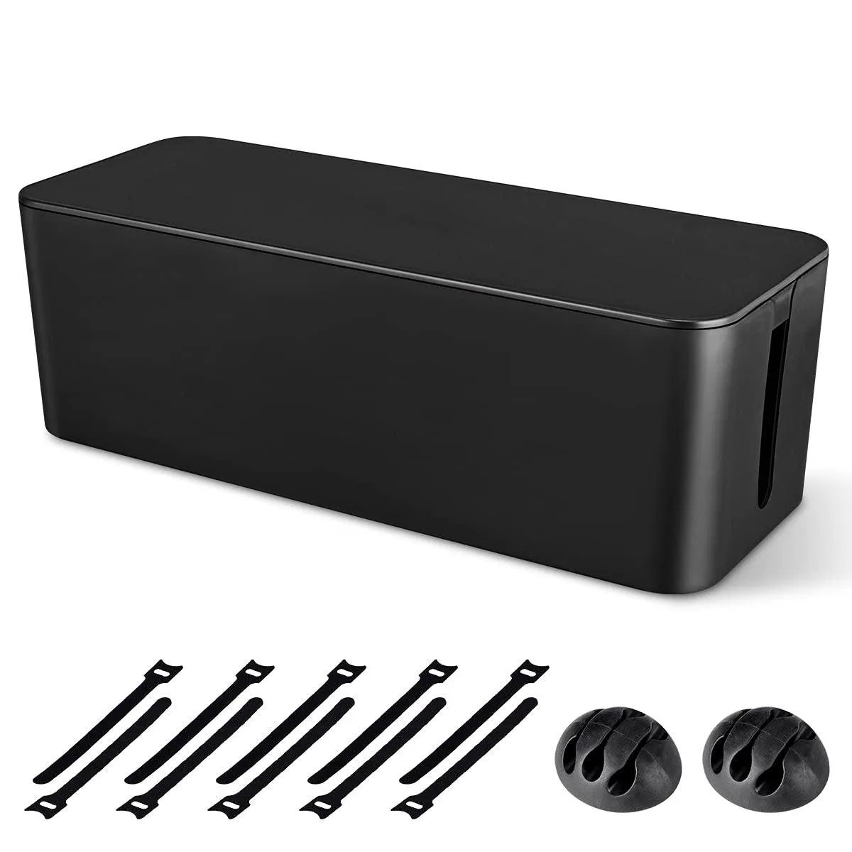  Naeety cable box-black Large Cord Organizer Box 16 x 6.1 x 5.3 in Black ABS — product photo