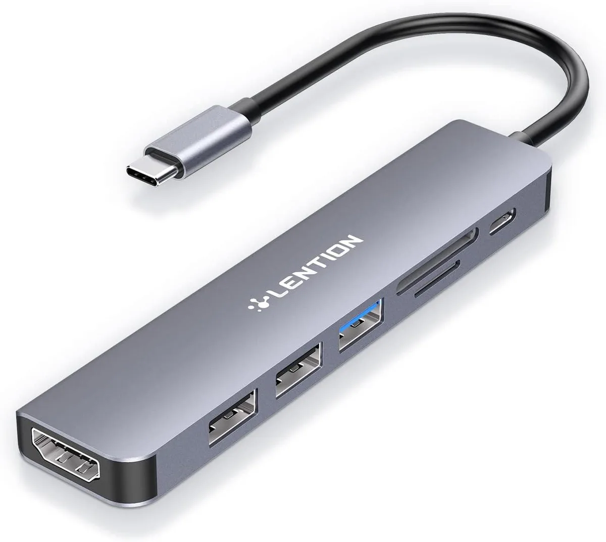 MCHOSE MCHOSE CB-CE18 Space Gray 7-in-1 USB-C Hub 100W PD 4K@60Hz HDMI USB 3.0/2.0 SD/MicroSD — product photo