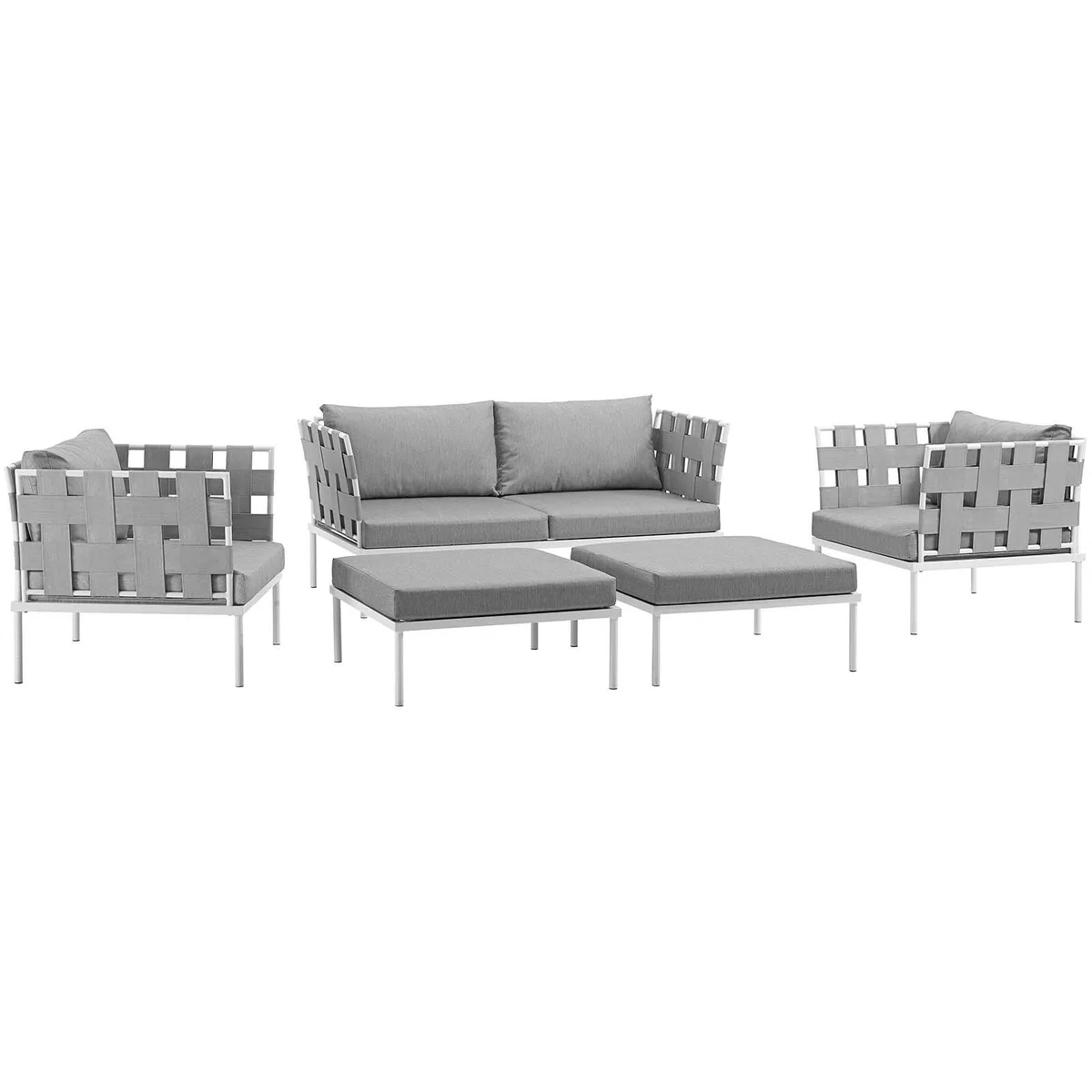 Modway Furniture Modway Furniture Harmony 5-Piece Aluminum Sectional Sofa Set White Gray — product photo