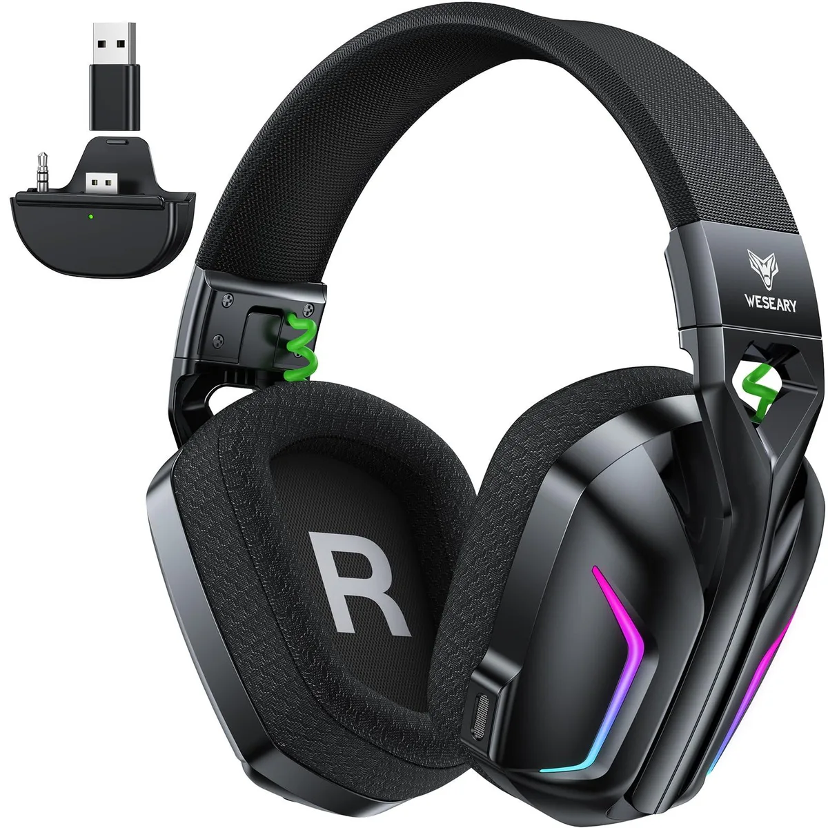  WESEARY WG1 Wireless Gaming Headset Raven Black 50h Bluetooth 5.4 — product photo
