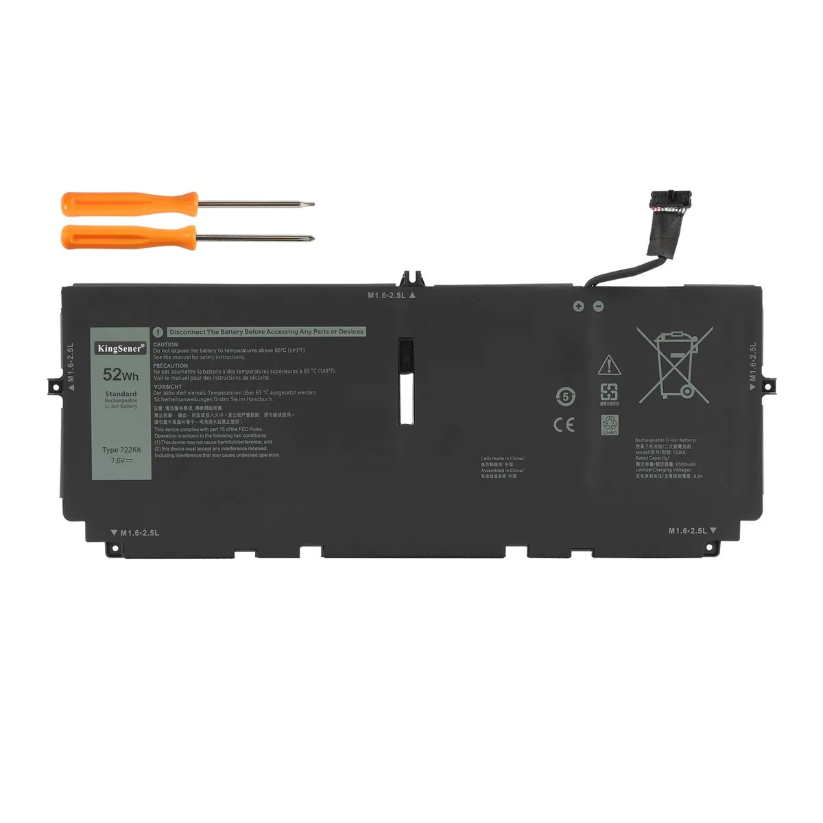 KingSener KingSener 722KK 52Wh laptop battery for Dell XPS 13 9300 9310 9380 — product photo