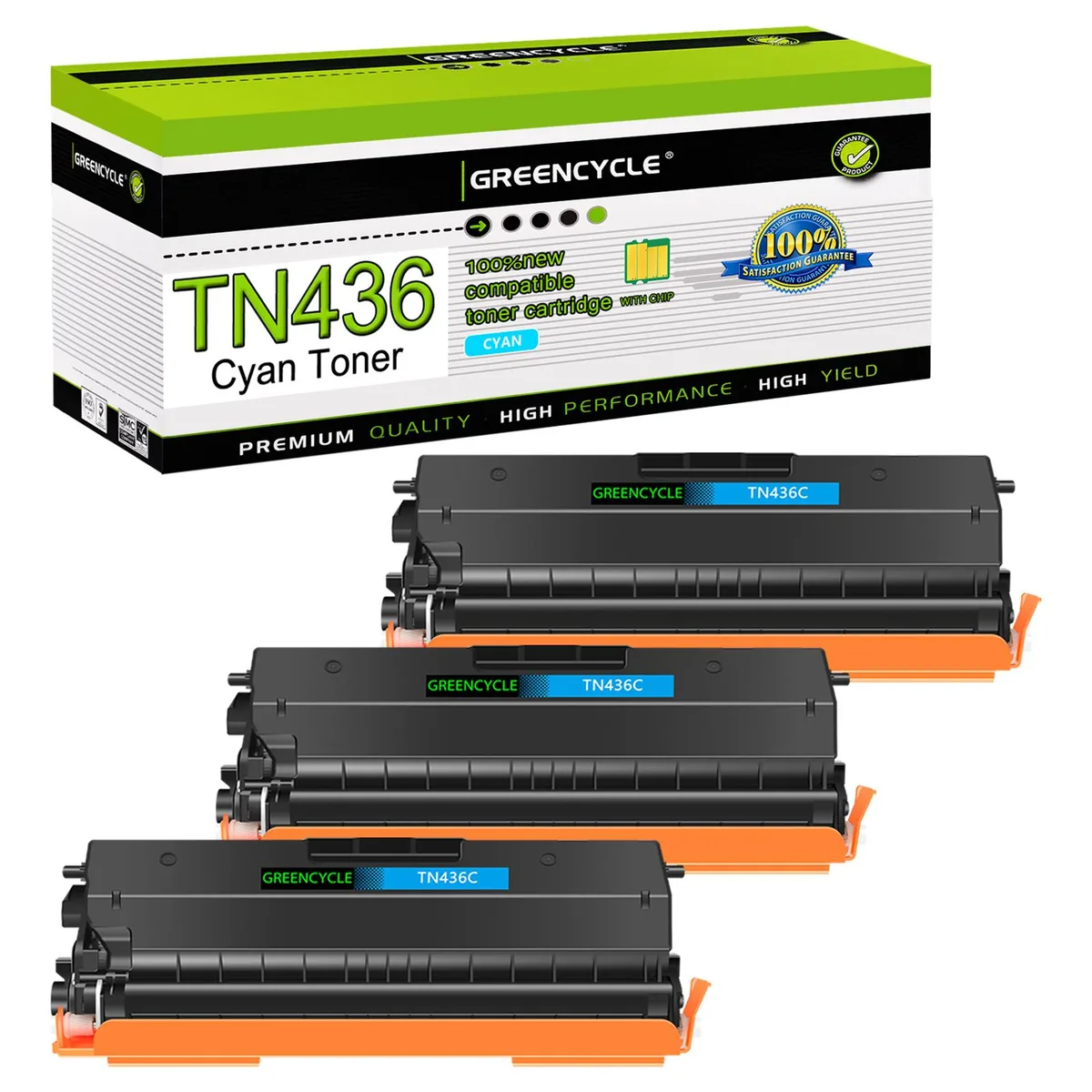 GREENCYCLE GREENCYCLE TN436 Cyan Toner Cartridge 3 Pack 6500 Pages — product photo