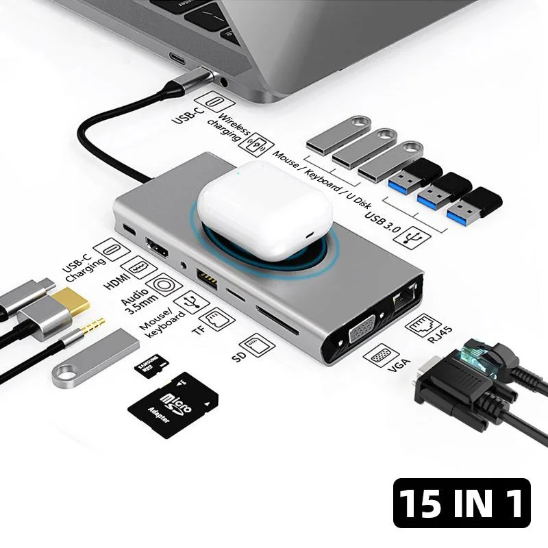 ESTONE ESTONE BXS15IN1 15-in-1 USB-C Docking Station Silver — product photo