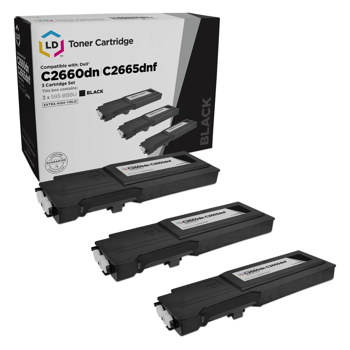LD Products LD Products 593-BBBU Extra High Yield Black Toner 3-Pack (6000 pages) — product photo