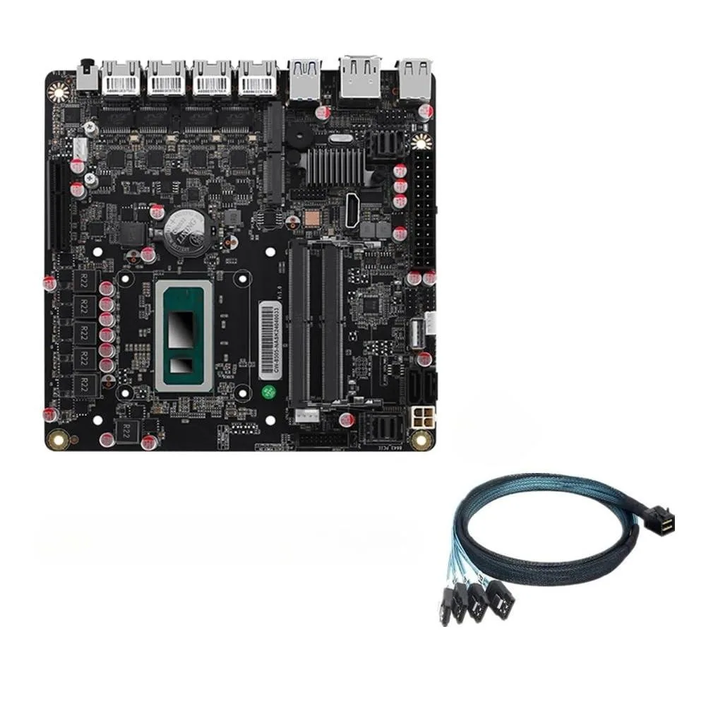 AOSU AOSU i5-12450H ITX Server Motherboard 17x17cm 4x2.5GbE 6*SATA 2*M.2 DDR5 — product photo