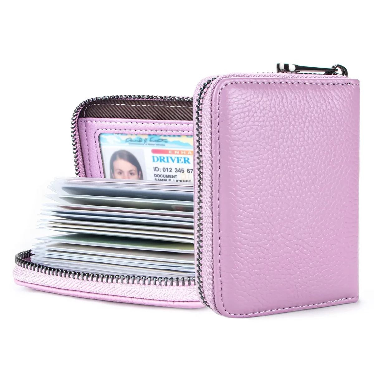  Suweibuke Genuine Leather Credit Card 010 RFID Wallet Light Purple — product photo