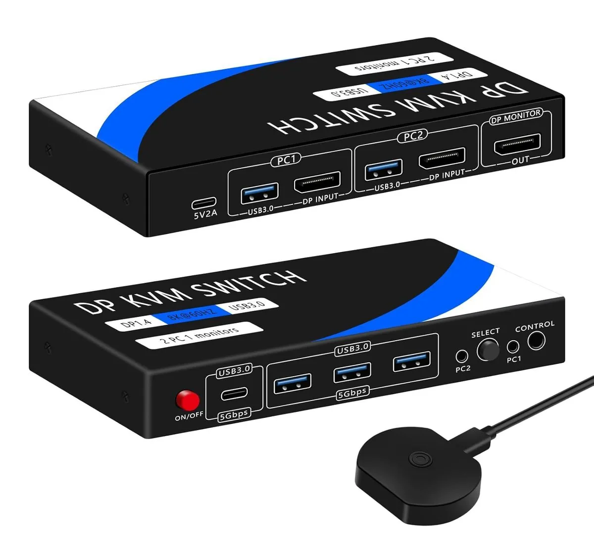 WRIARICH WRIARICH KM-DP201A 8K@60Hz DP KVM Switch 2PC 1Mon 4 USB 3.0 — product photo