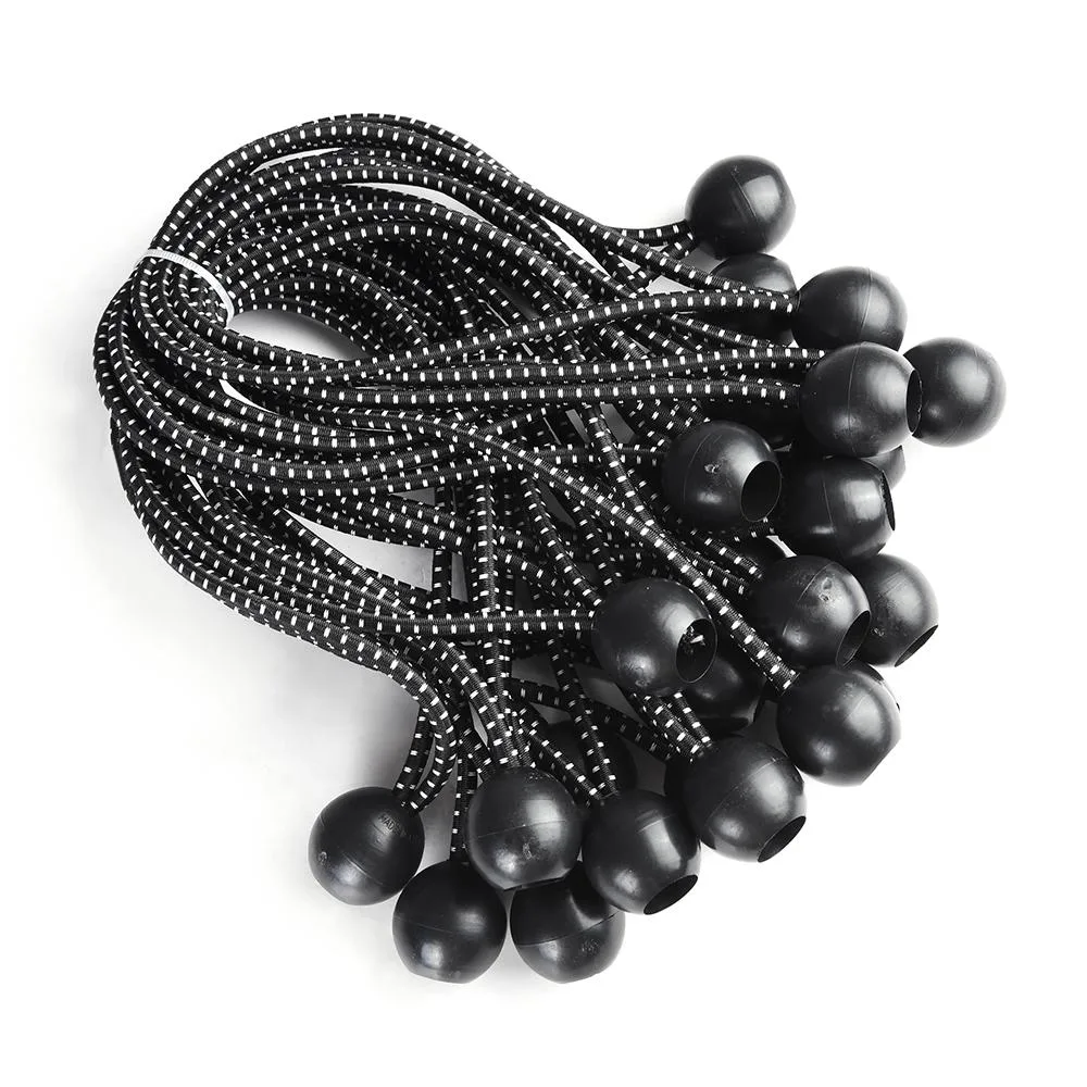 Yescom USA, Inc. Yescom USA, Inc. 25 pcs 8" Black Elastic Ball Bungee Loop Cord Tie Down Strap — product photo