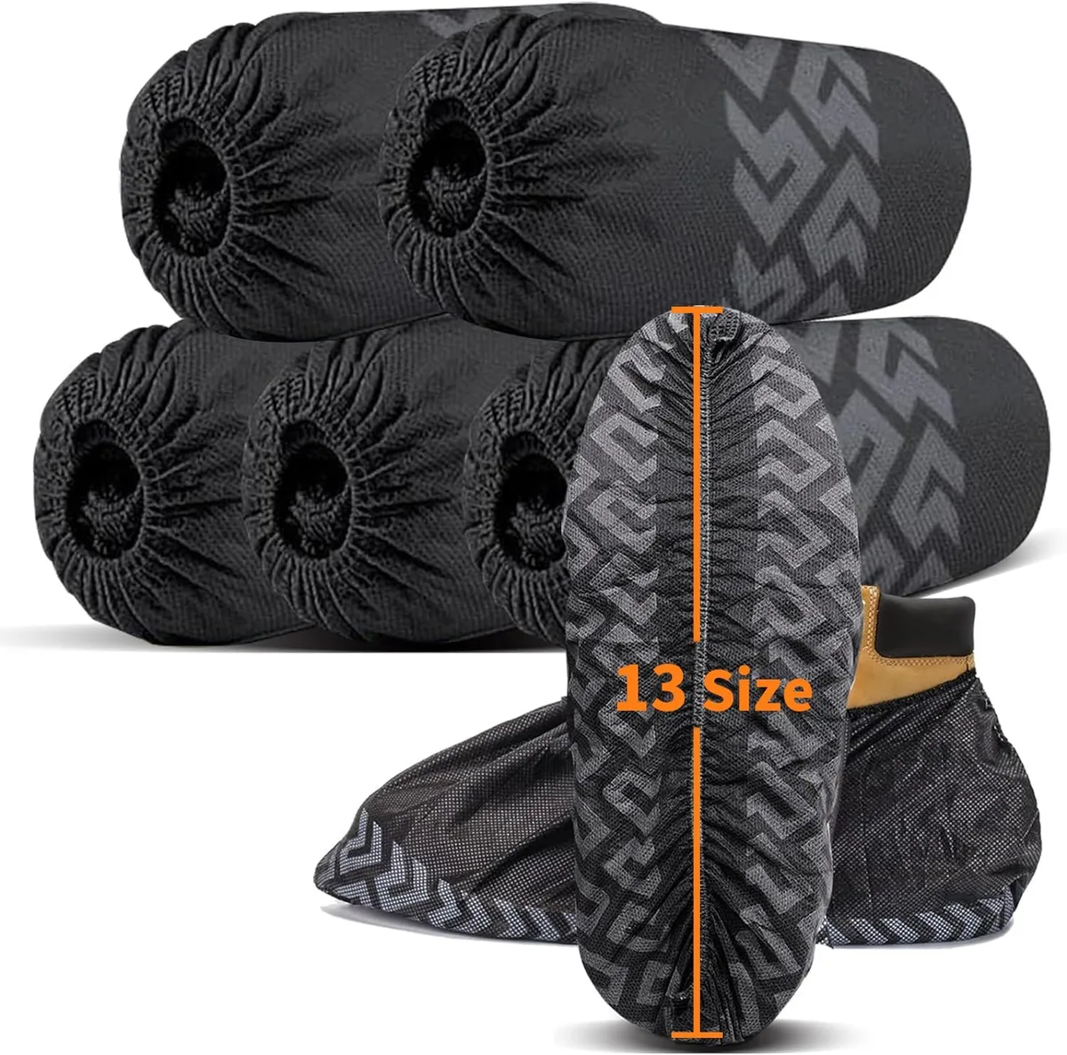  ioiopeak XL-Black-200 Disposable Shoe Covers 50 Pack Extra Large Black Non-Slip — product photo