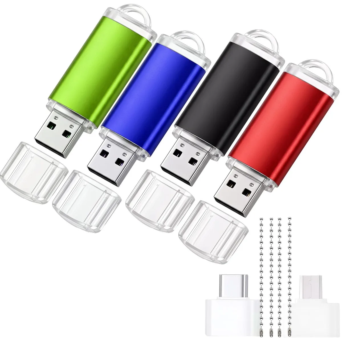 Halasal Halasal USB 2.0 3-in-1 flash drive 4 GB 4-pack blue black — product photo