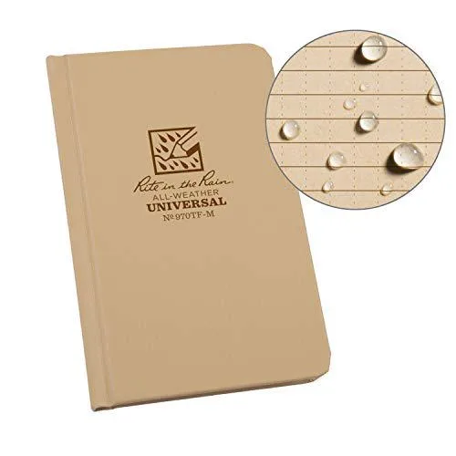 Tan hardcover notebook with weatherproof binding