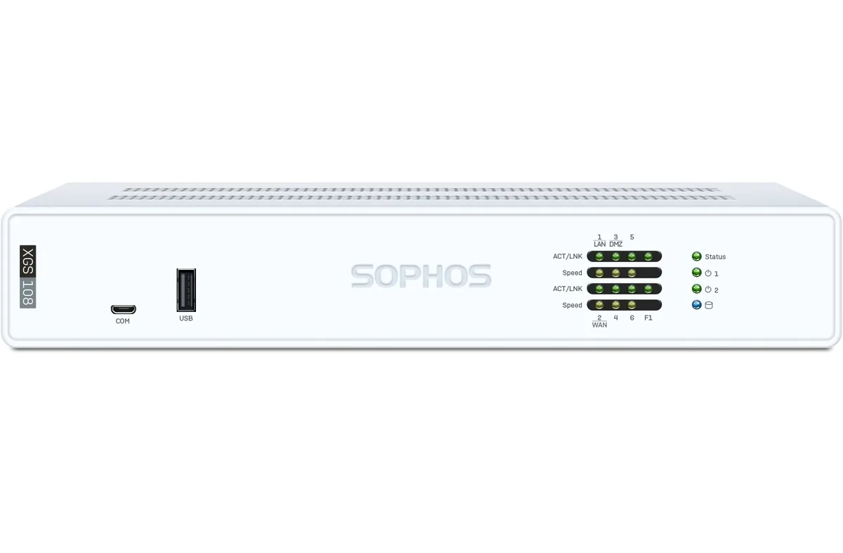 Sophos Sophos XGS 108 XT108Z12ZZPCUS firewall appliance 6 GB LPDDR5 64 GB storage 6 x 2.5GbE 1 x SFP — product photo