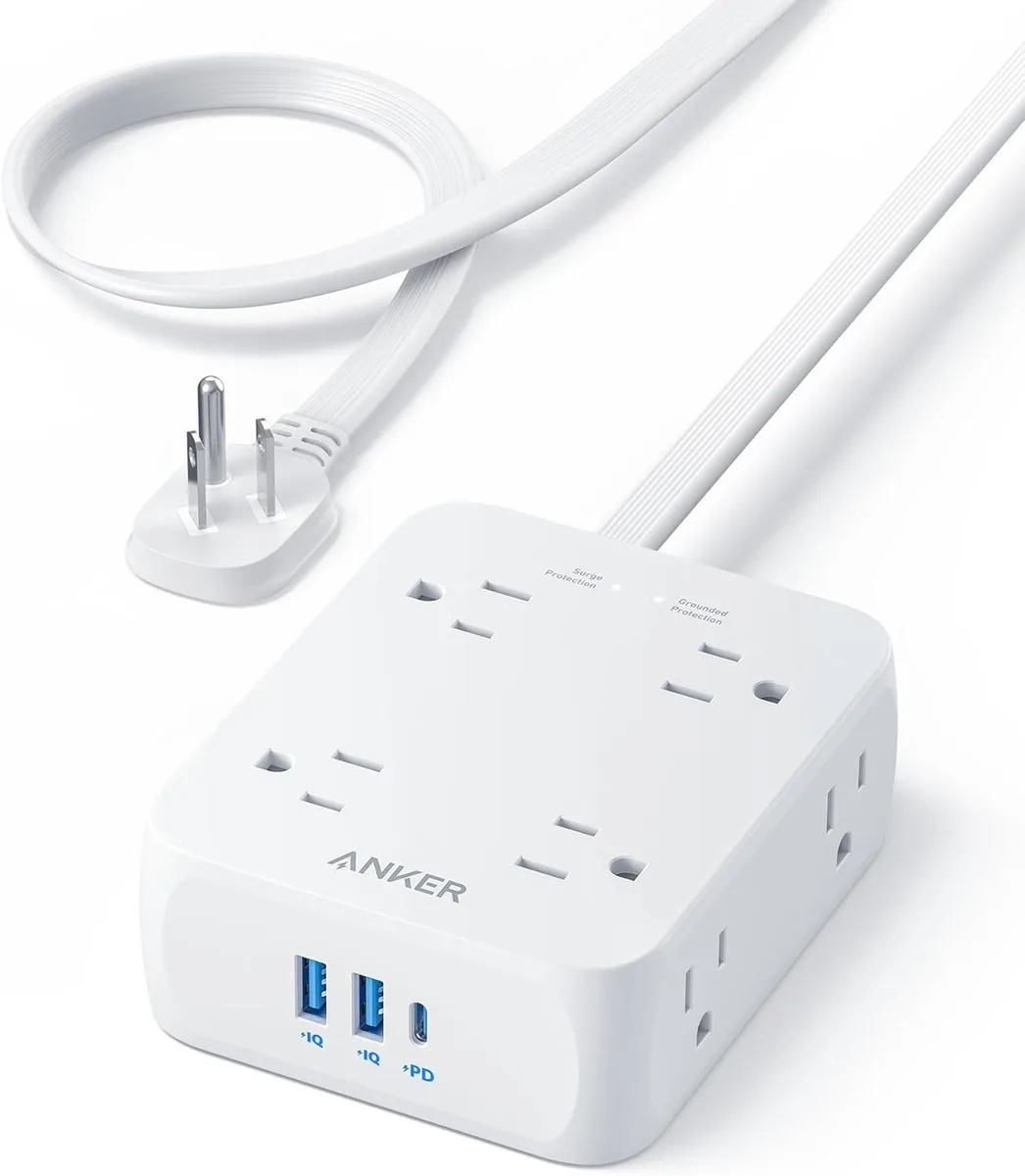 Anker Anker 341 Power Strip 8 AC 2 USB-A 1 USB-C 20W 2000J 5ft White — product photo