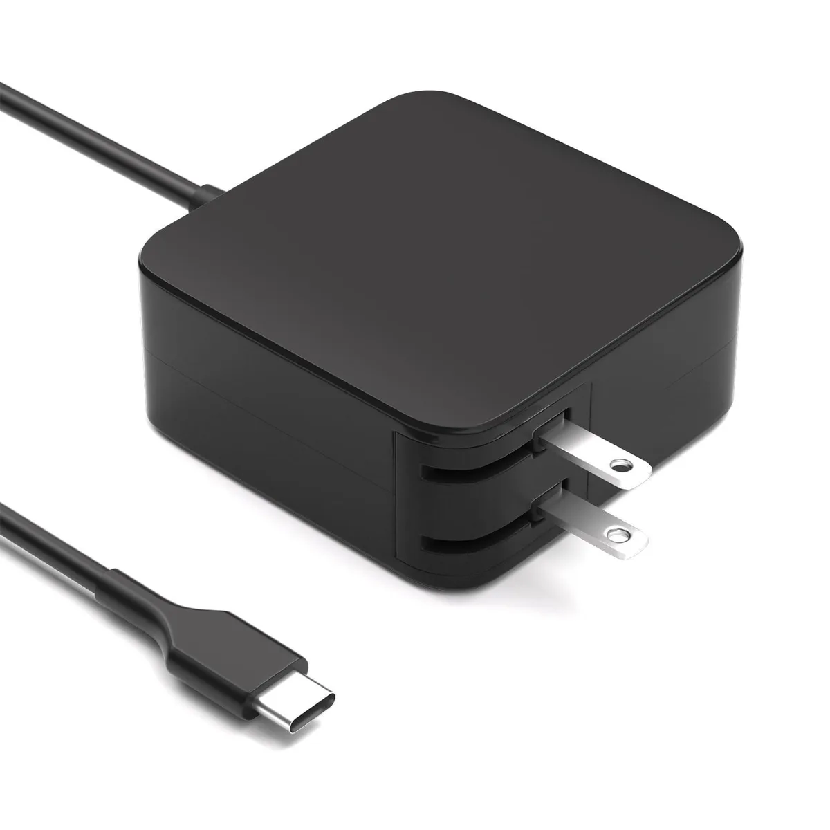 White rectangular USB-C power adapter with foldable EU plug and detachable cable