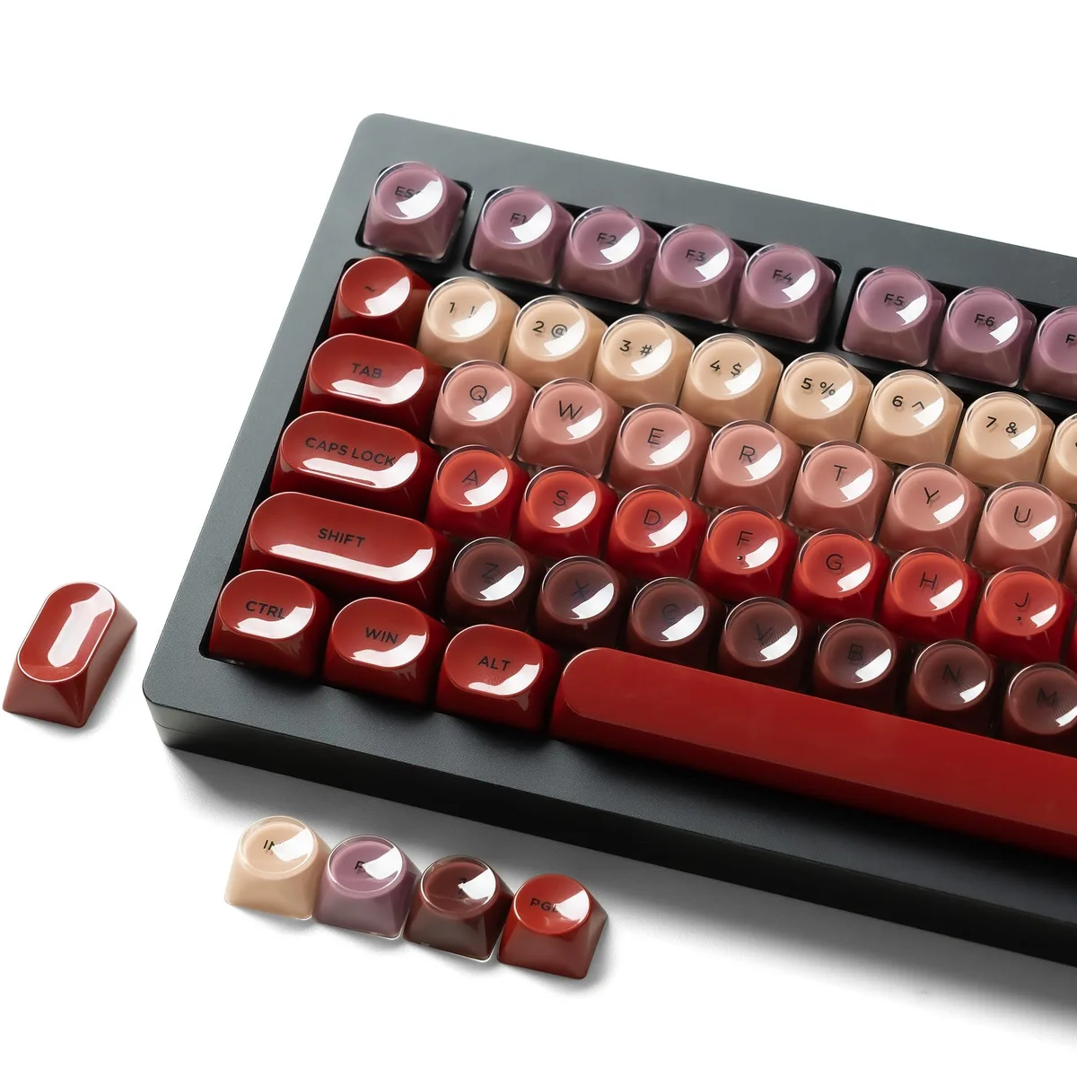 Womier Womier 128-Key PBT Keycaps MOA Profile Glossy Red Lipstick Jelly — product photo