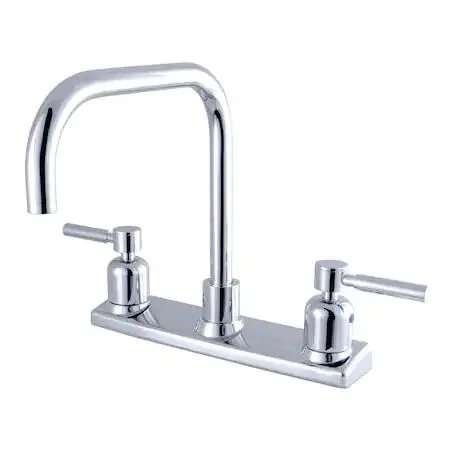 Concord 8-inch centerset kitchen faucet, polished chrome finish, cylindrical design, brass construction