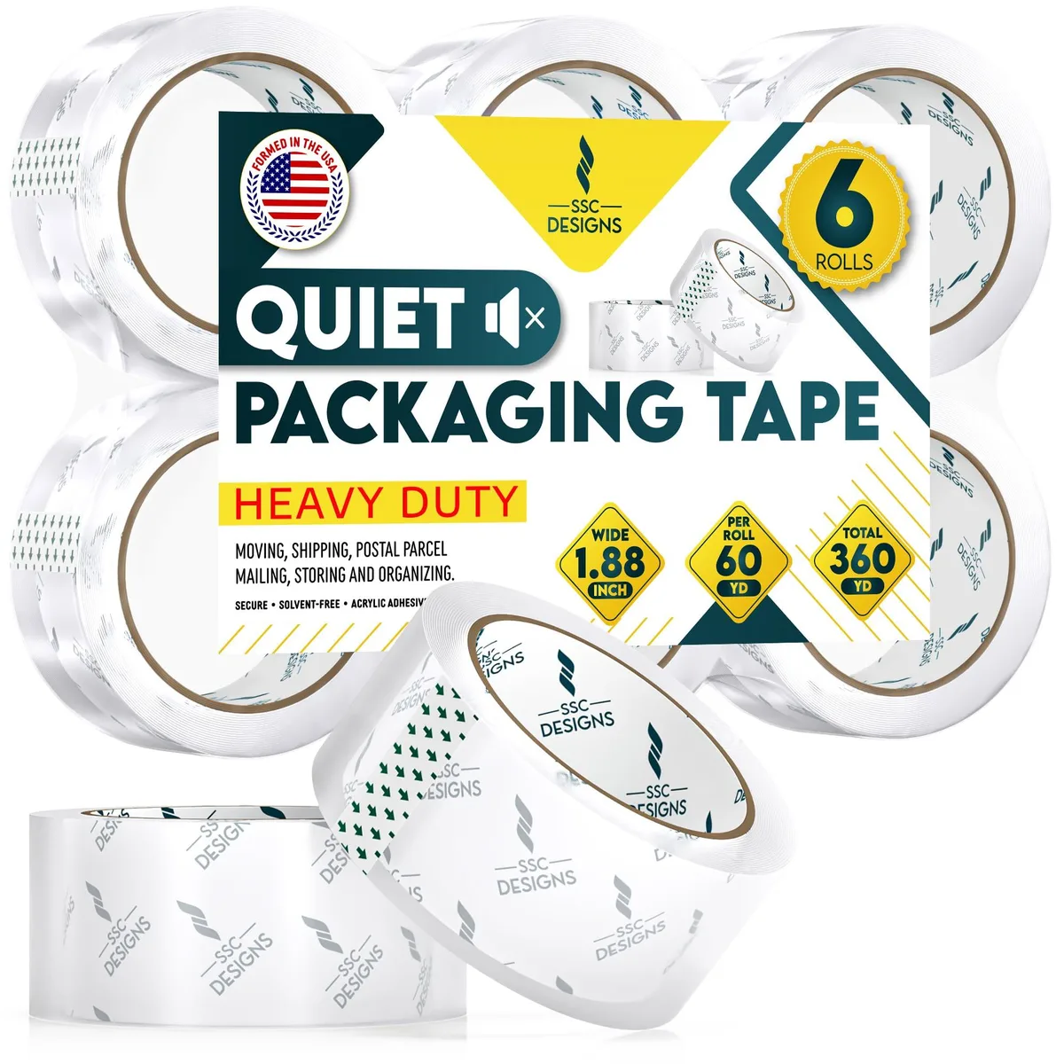  SSCDesigns SSC5995121 Packing Tape 6 Rolls 60 Yds 1.88" 2.7 Mil — product photo