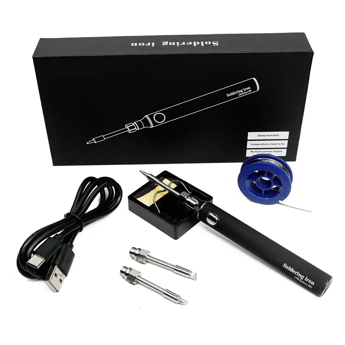 SEQURE SEQURE Cordless Soldering Iron Kit 1000mAh 8-10W 330-450°C Black — product photo