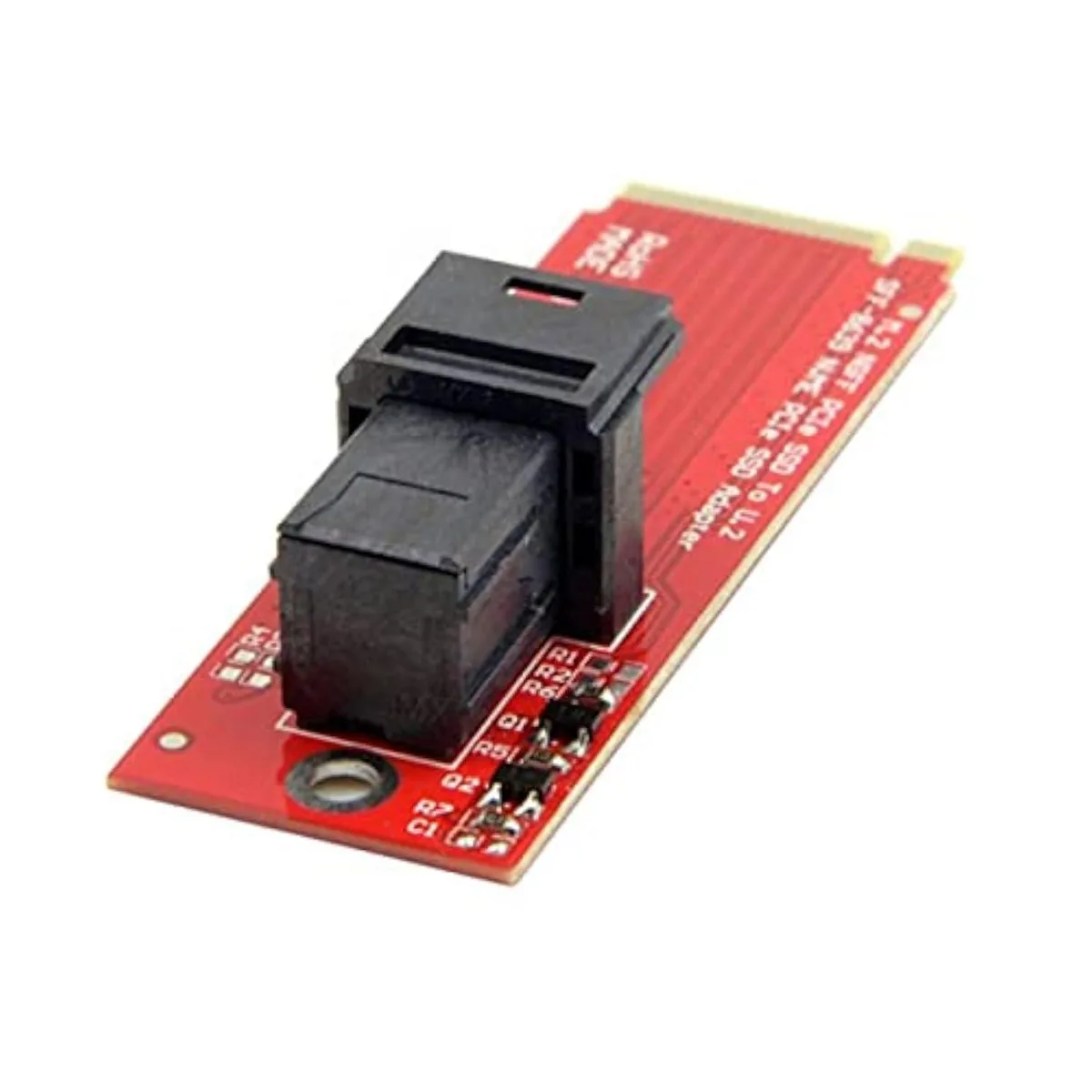 Green PCB adapter card with U.2 SFF-8639 connector and M.2 slot