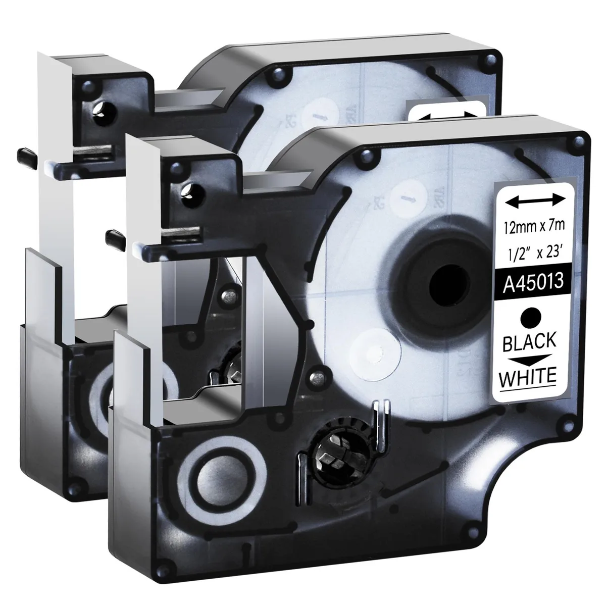 GREENCYCLE GREENCYCLE 2PK Black on White Label Tape 12mm x 7m — product photo
