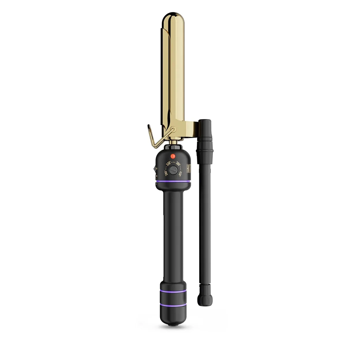Gold marcel curling iron, one-inch barrel, foldaway stand, swivel cord