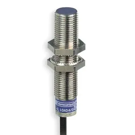 Cylindrical nickel-plated brass inductive sensor 12 mm diameter 35 mm long with 2 m cable
