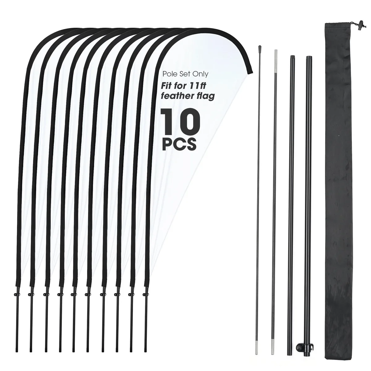 Instahibit Instahibit 35TDFSET001-11X10-CROSS 10 Pack 11ft Feather Flag Pole Kit — product photo