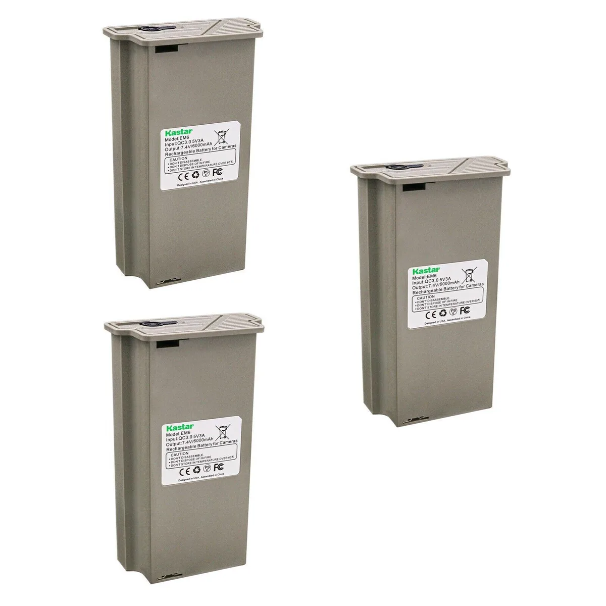 Kastar Kastar EM6 3-Pack 7.4V 6000mAh Li-Ion Camera Battery — product photo