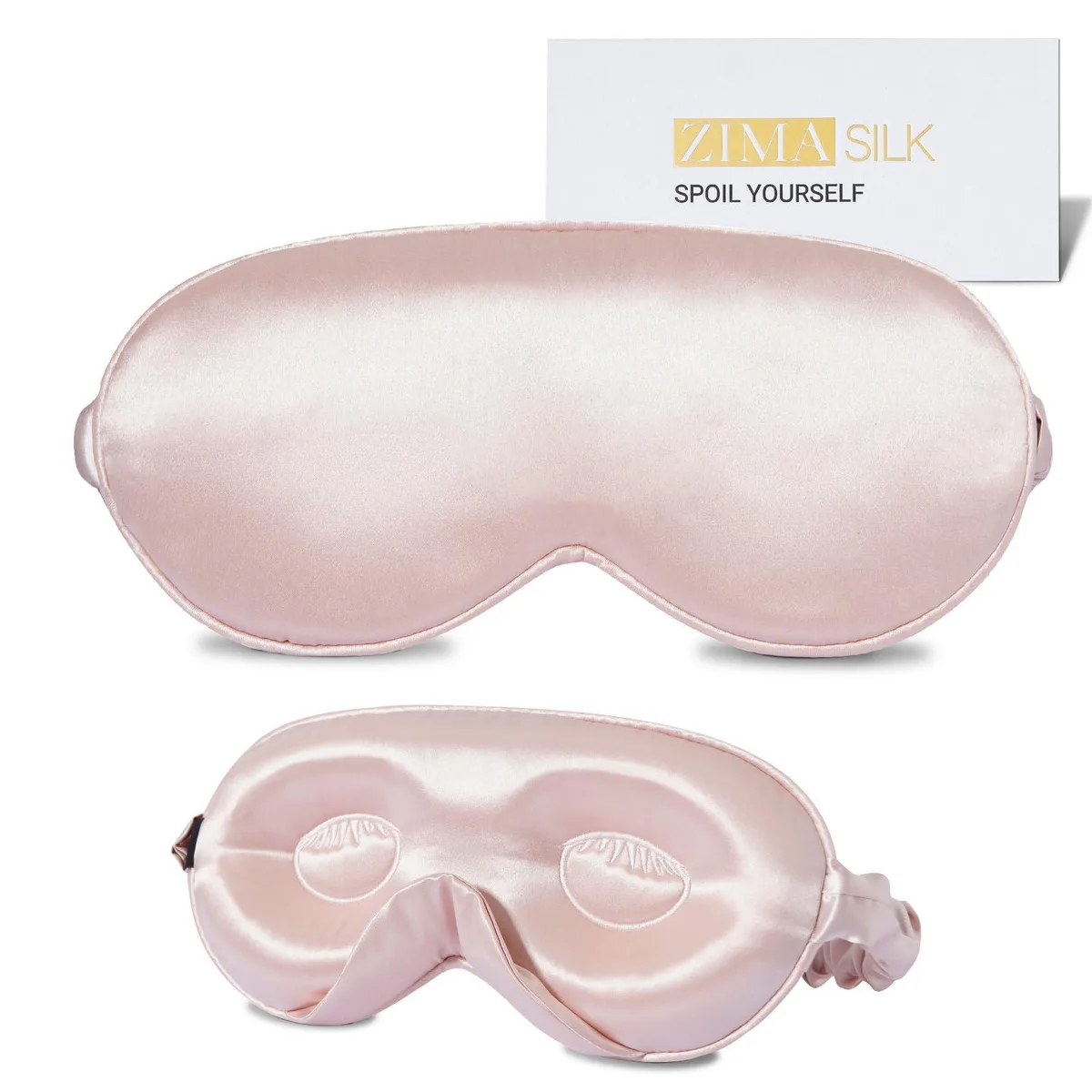 ZIMASILK 3Dmask22plum-blackout 22 Momme Silk Sleep Mask Black — product photo