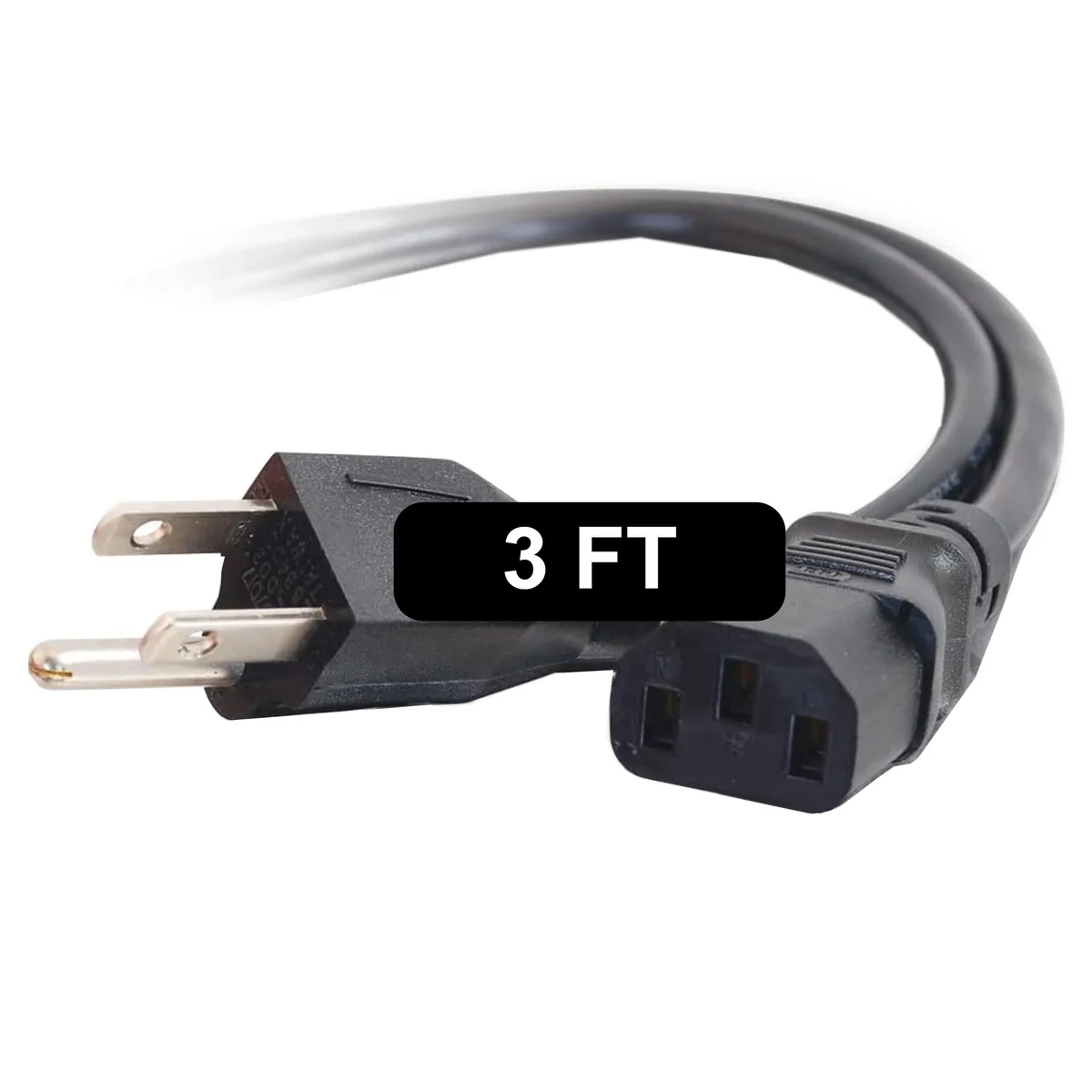  2-Power 03129 AC Power Cord 3ft 18 AWG NEMA 5-15P to IEC320C13 — product photo