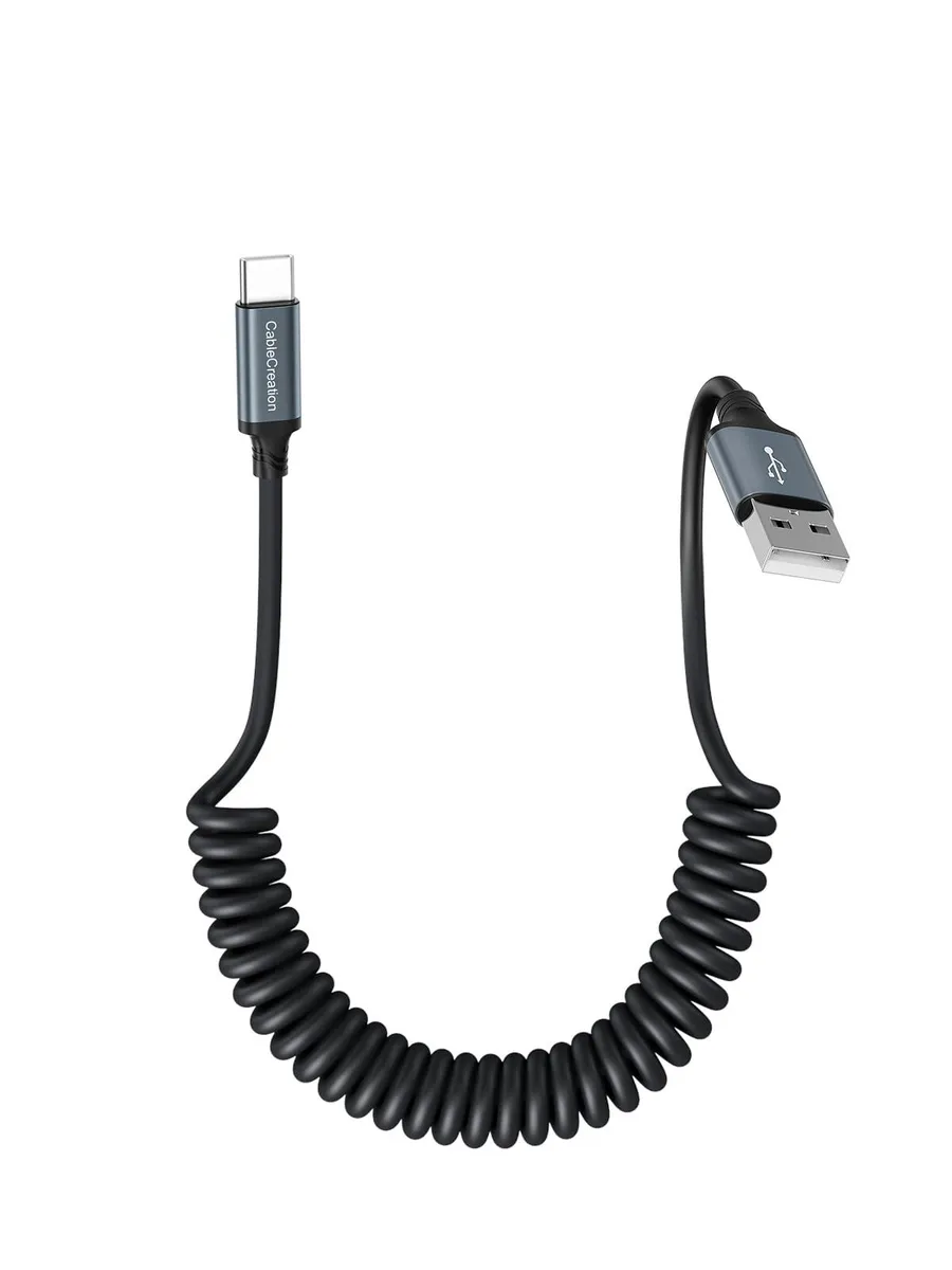  Belkin Coiled USB A to USB C Cable Orange 1.5 ft 4 ft 3A 480Mbps CC1332 — product photo