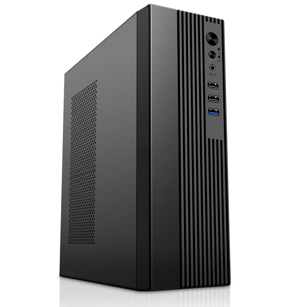 Black mini-tower case plastic finish compact form