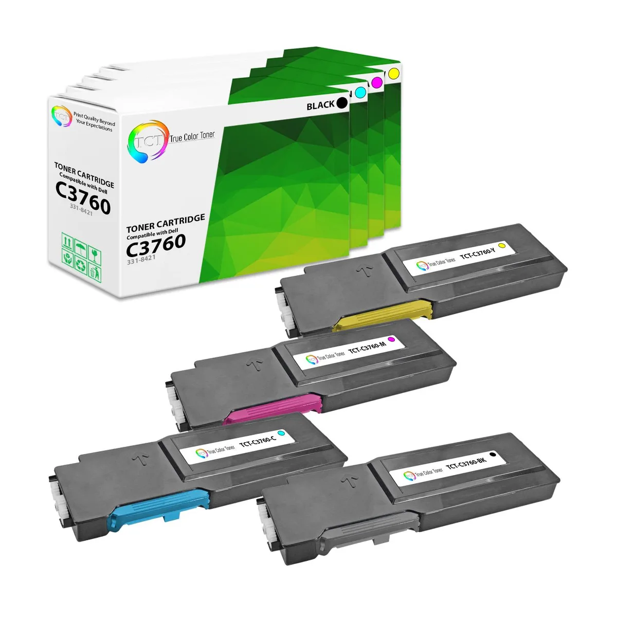 True Color Toner True Color Toner 3760 4 Pack Toner Cartridge High Yield 11000 9000 pages — product photo
