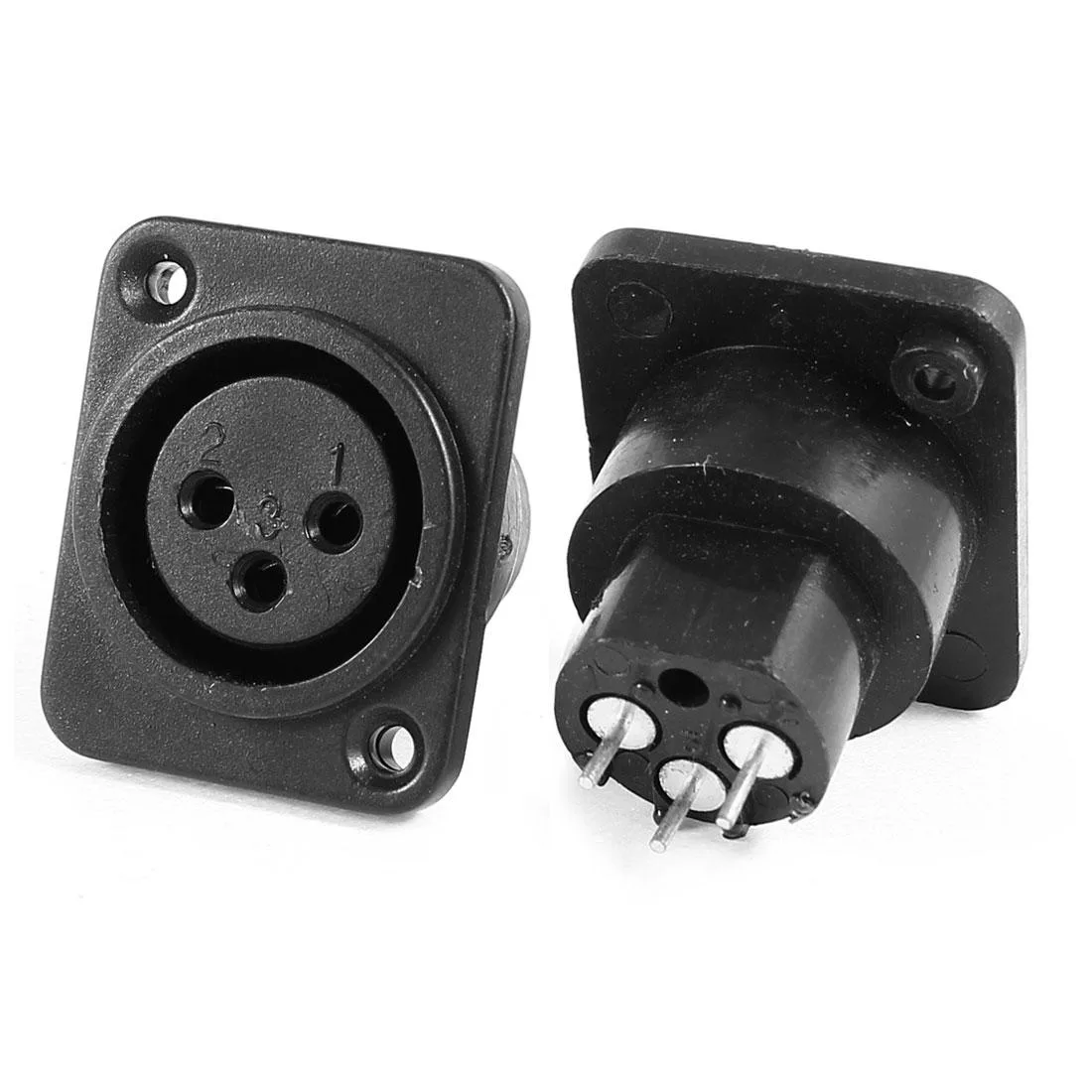Unique-Bargains Unique-Bargains XLR 3-Pin Female Chassis Panel Mount Socket Black 2 Pack — product photo