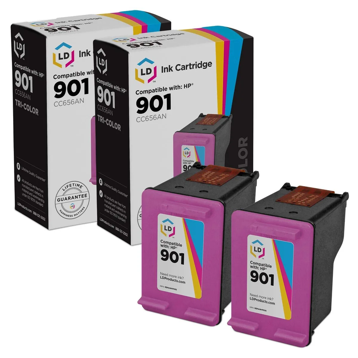 LD Products LD Products HP 901 CC656AN Color Ink Cartridge 2-Pack — product photo