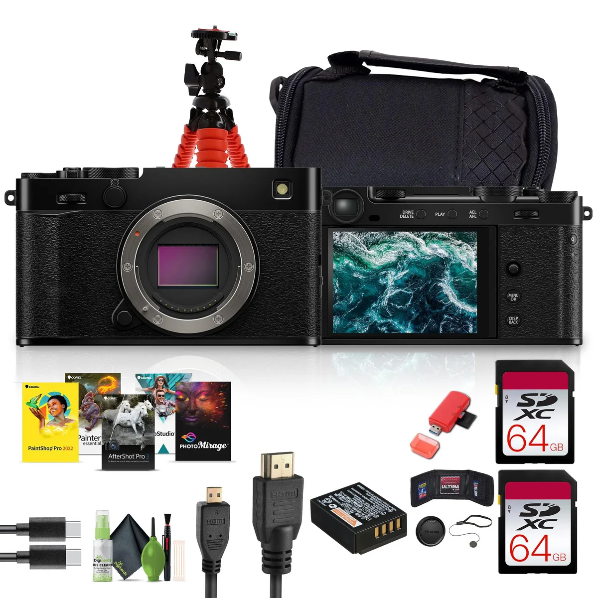 FUJIFILM FUJIFILM X-E5 Mirrorless Camera Kit (Black) with 2x 64GB Memory Cards — product photo