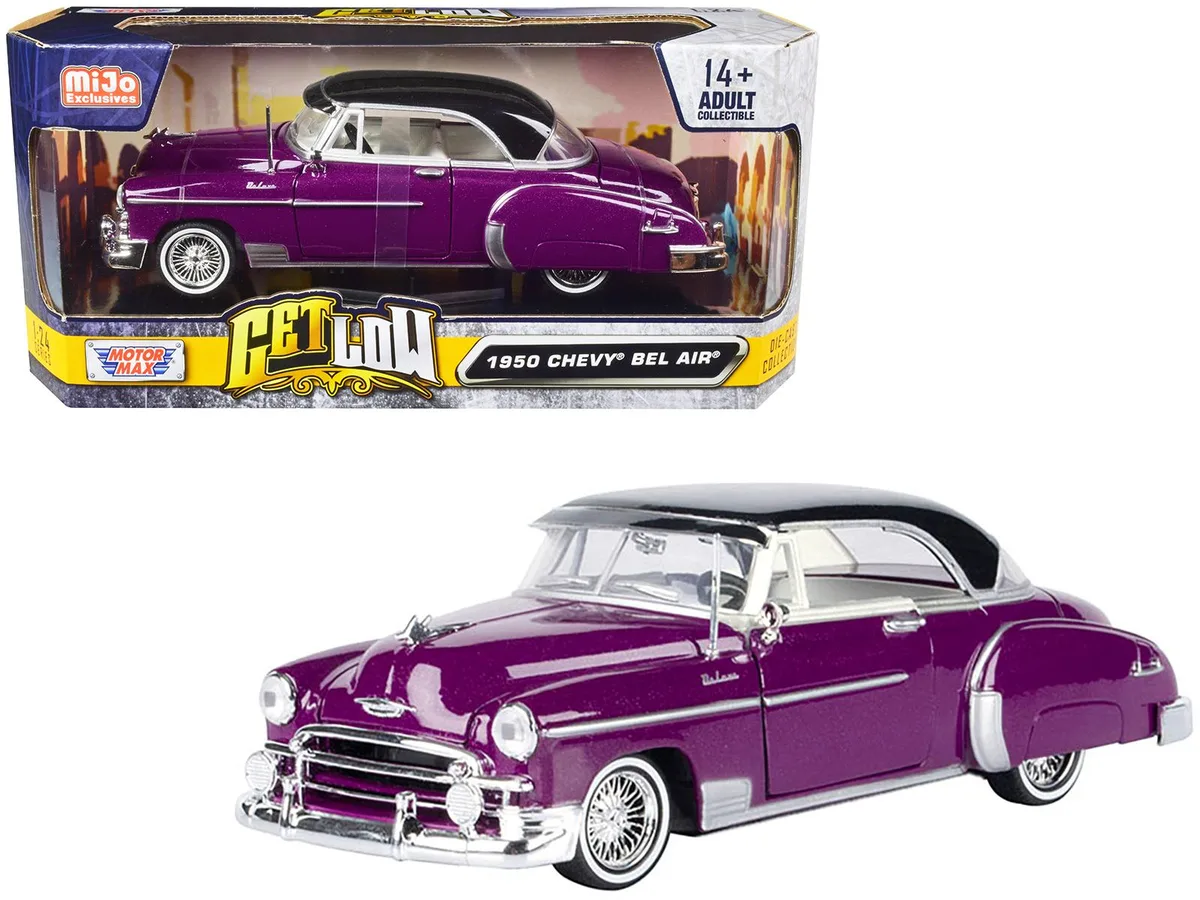 MOTORMAX MOTORMAX 1950 Chevrolet Bel Air Lowrider Purple Metallic 1/24 Diecast — product photo
