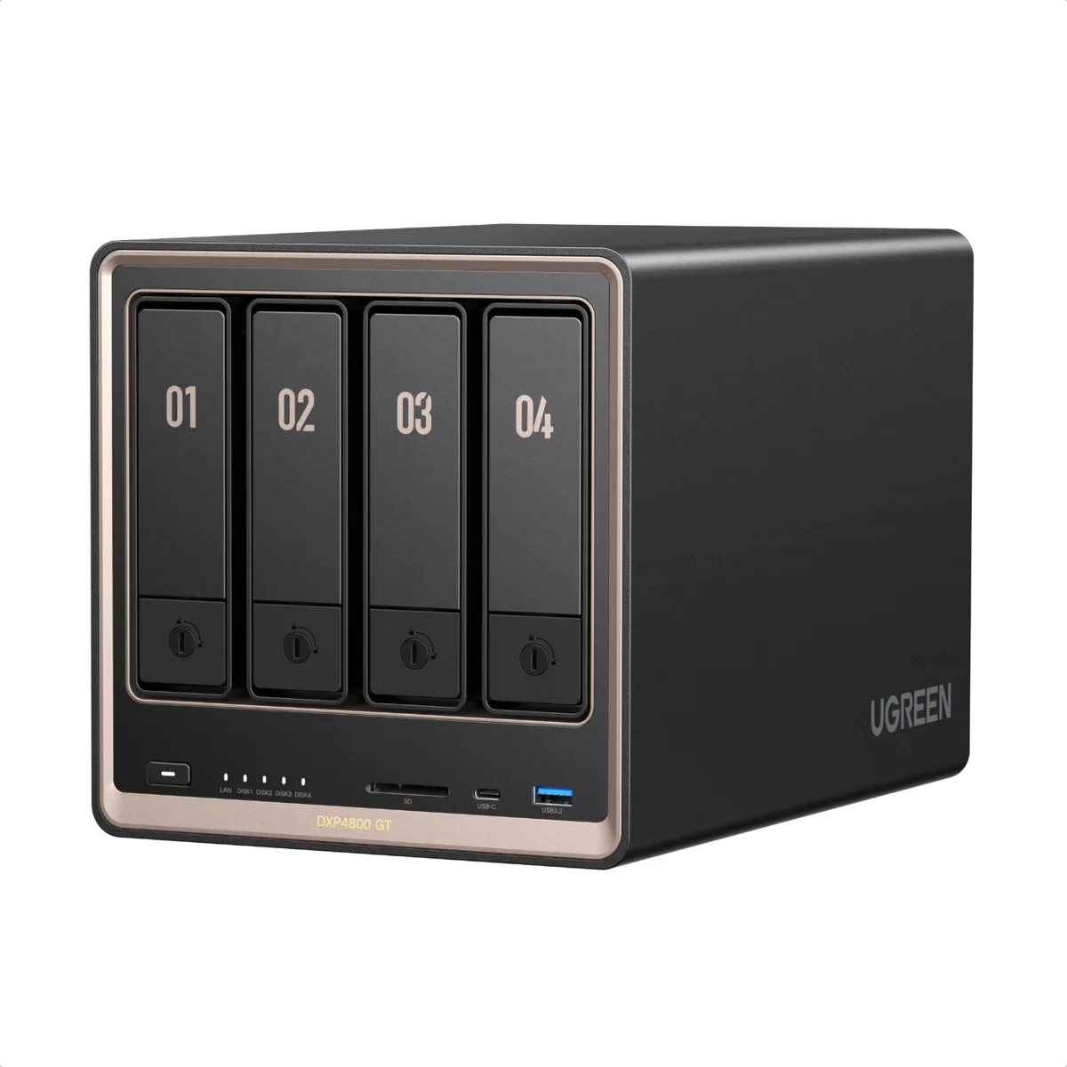 Ugreen Group Limited Ugreen Group Limited DXP4800 GT 4-bay NAS, AMD Ryzen Embedded R2514, 8GB DDR4, Dual 10GbE, 2 M.2, Diskless — product photo