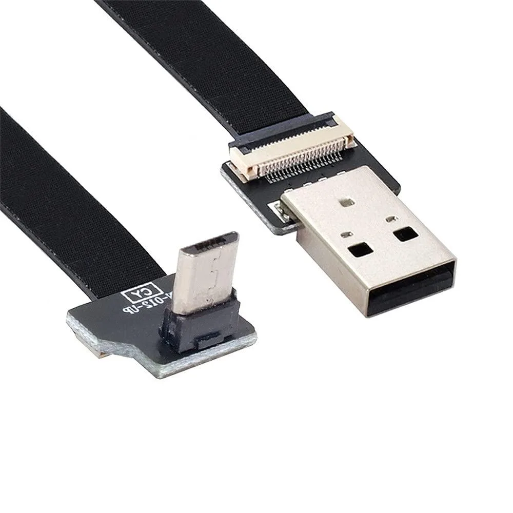 LORDWORLD LORDWORLD 1.0M Up Angled USB 2.0 Type-A to Micro USB 5Pin Flat Cable — product photo